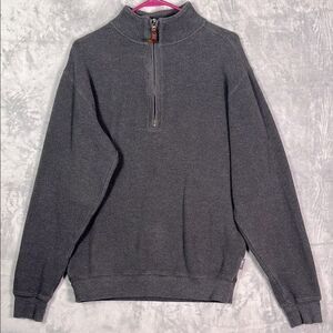 Woolrich Grey Charcoal Waffle Knit 1/4 Zip Sweater Size Large